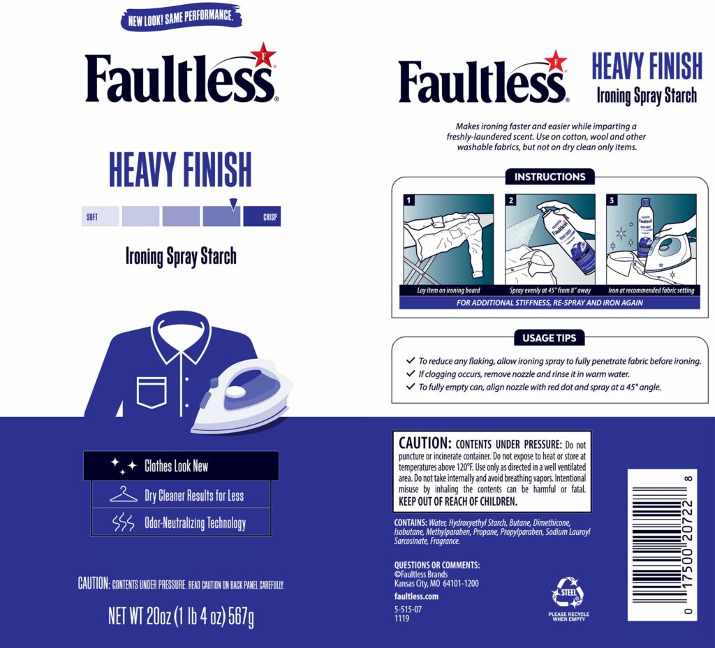 Faultless Heavy Finish Ironing Spray Starch Fabric Care Faultless